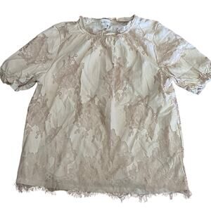 Bohme Cream & Tan Lace Blouse